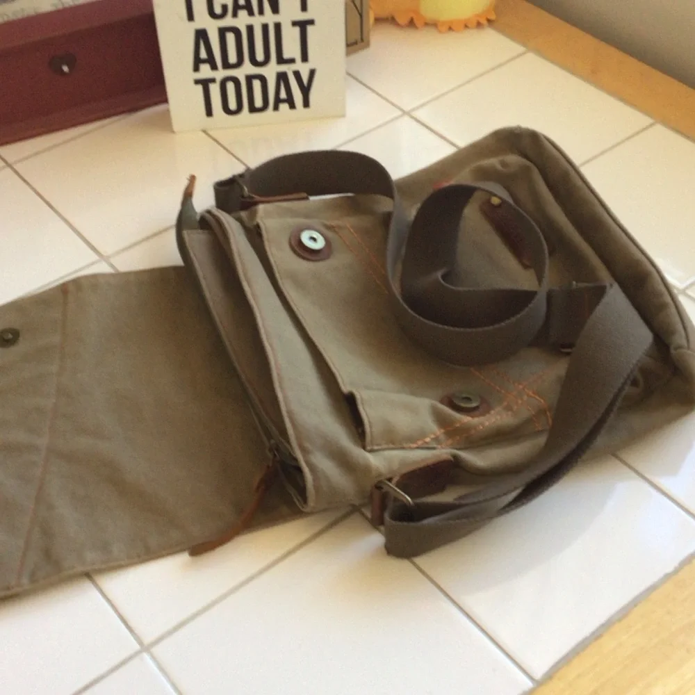 ‘Augur’ Canvas/Genuine Leather Messenger Bag